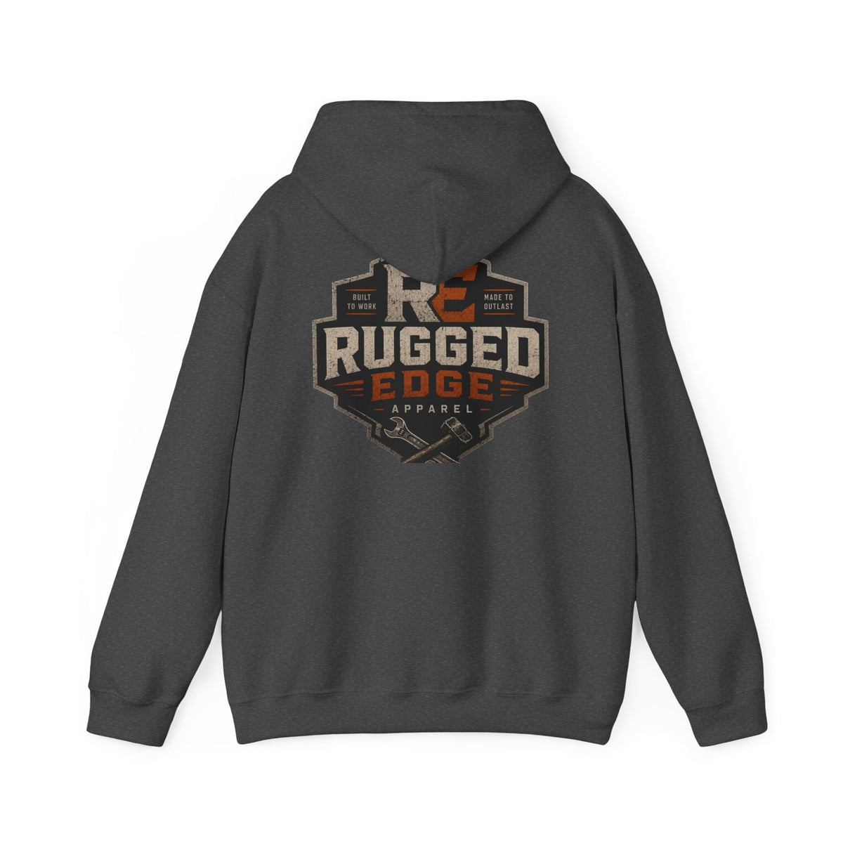 Minimal Heart Patch Hoodie — Small Vintage Shield Chest Graphic