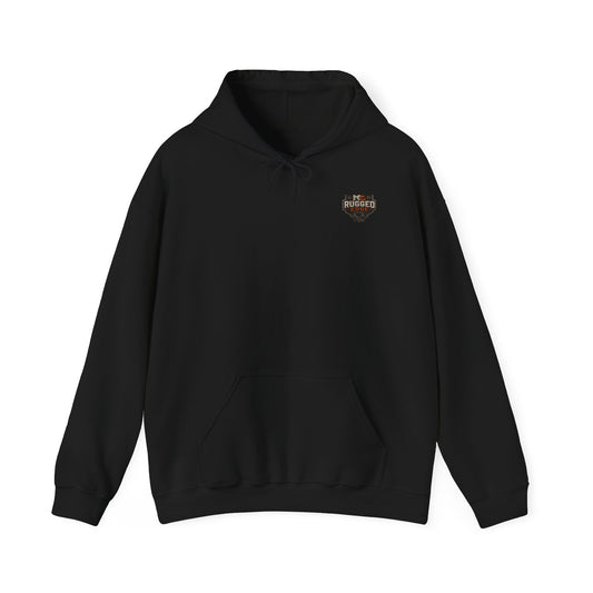 Minimal Heart Patch Hoodie — Small Vintage Shield Chest Graphic