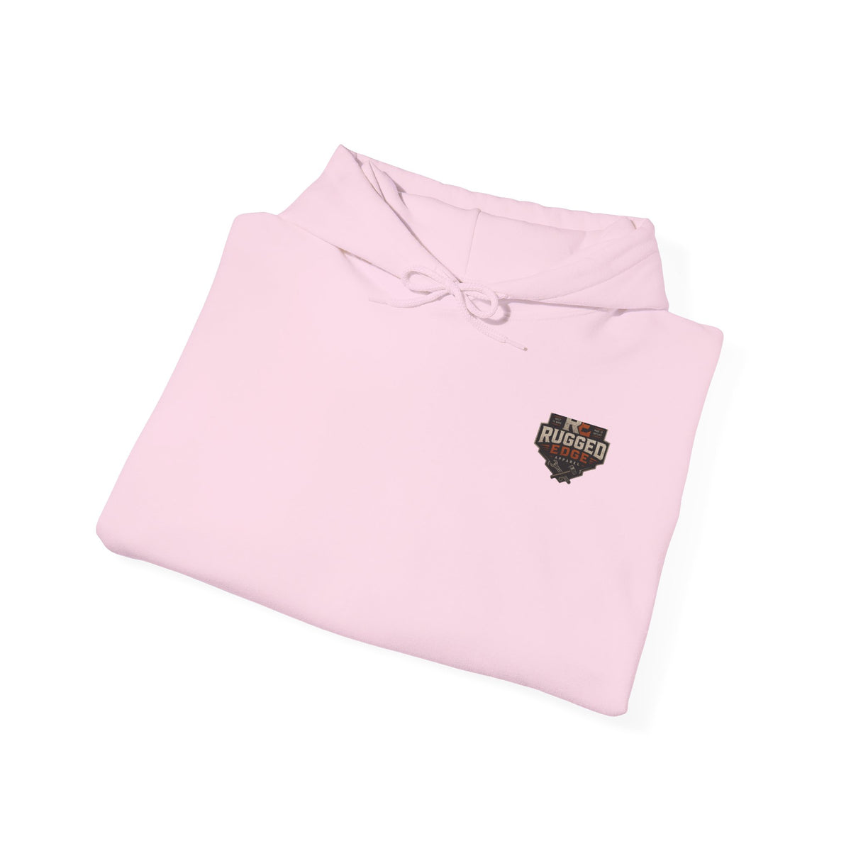 Minimal Heart Patch Hoodie — Small Vintage Shield Chest Graphic