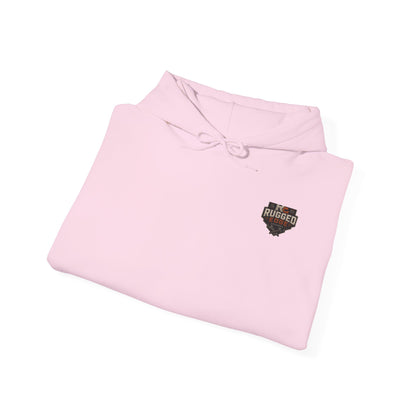 Minimal Heart Patch Hoodie — Small Vintage Shield Chest Graphic