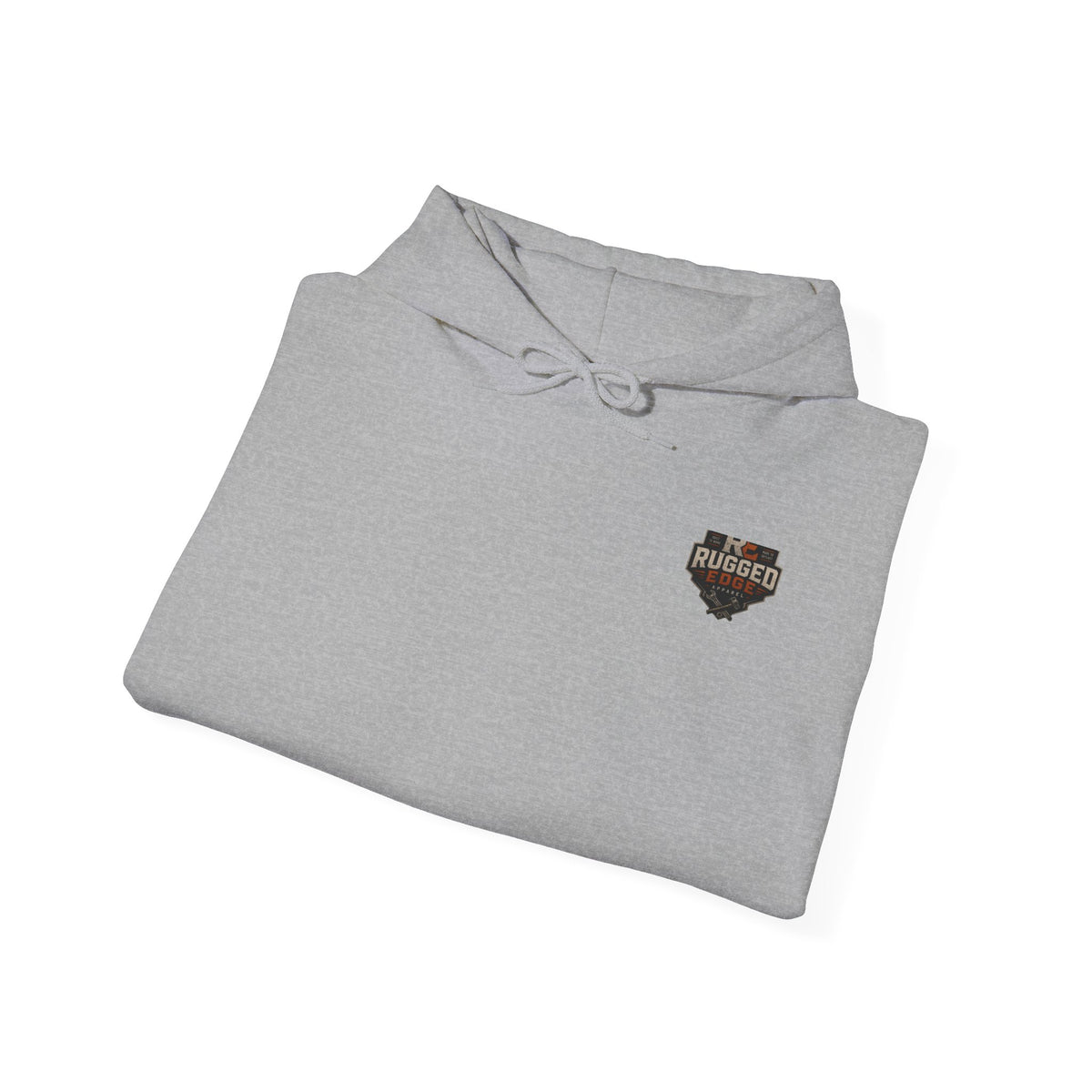Minimal Heart Patch Hoodie — Small Vintage Shield Chest Graphic