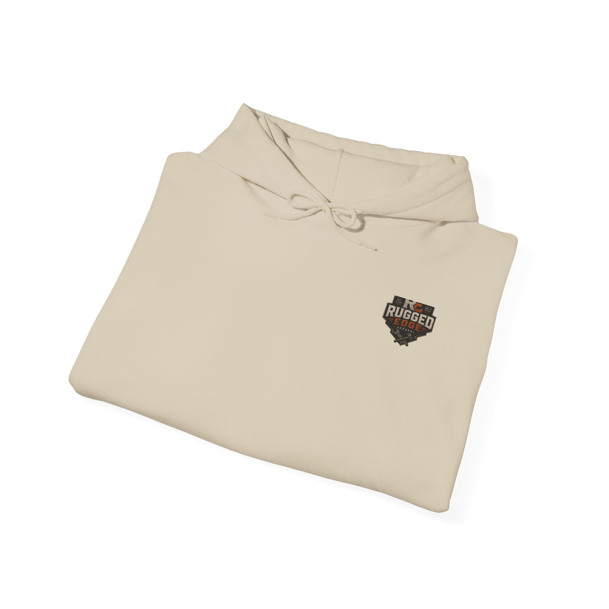 Minimal Heart Patch Hoodie — Small Vintage Shield Chest Graphic