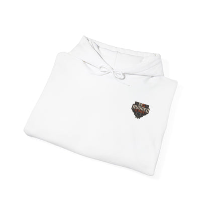 Minimal Heart Patch Hoodie — Small Vintage Shield Chest Graphic