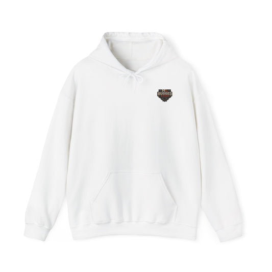 Minimal Heart Patch Hoodie — Small Vintage Shield Chest Graphic