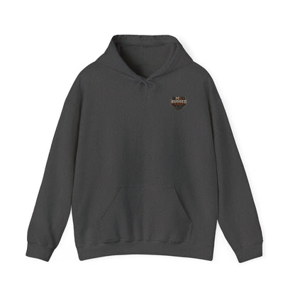 Minimal Heart Patch Hoodie — Small Vintage Shield Chest Graphic