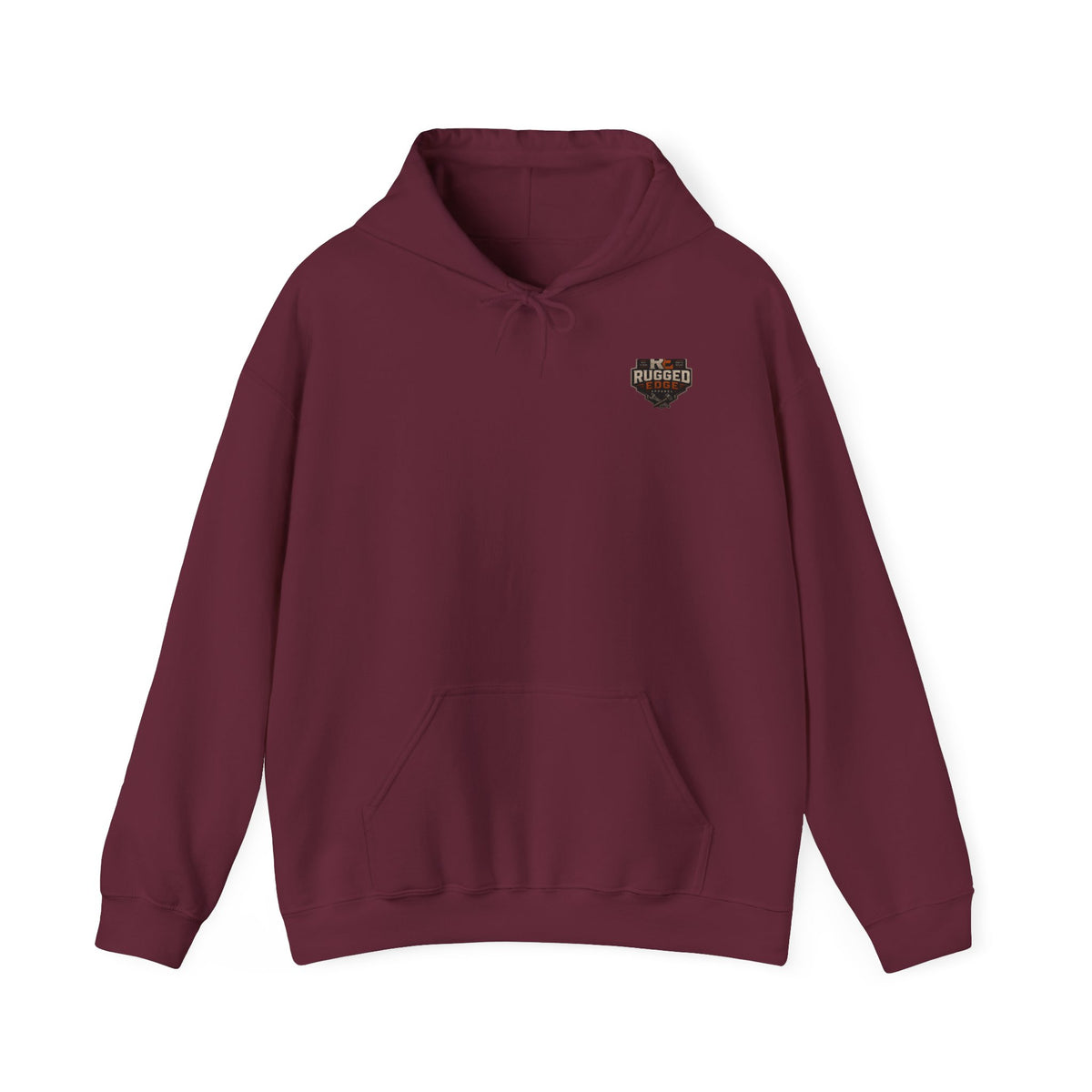 Minimal Heart Patch Hoodie — Small Vintage Shield Chest Graphic